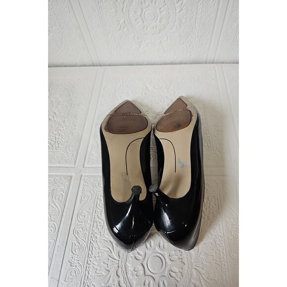 Nine West Patent Leather Kitten Heel Pumps Womens 8 Black Pointed Toe - Picture 6 of 12